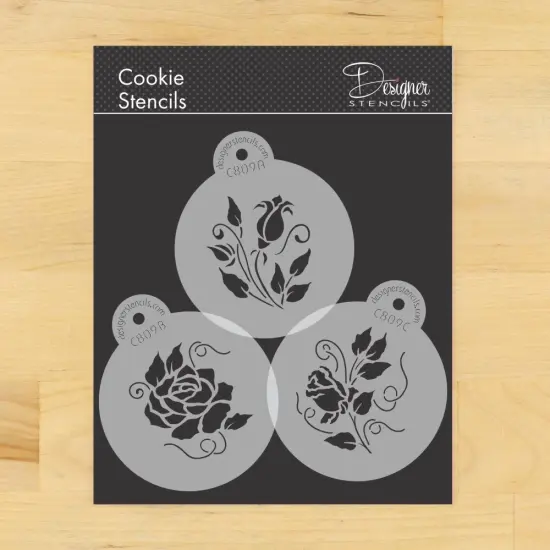 Roses are Red Cookie Stencils | C809 by Designer Stencils | Cookie Decorating Tools | Baking Stencils for Royal Icing, Airbrush, Dusting Powder | Reusable Plastic Food Grade Stencil for Cookies | Easy to Use & Clean Cookie Stencil {1}