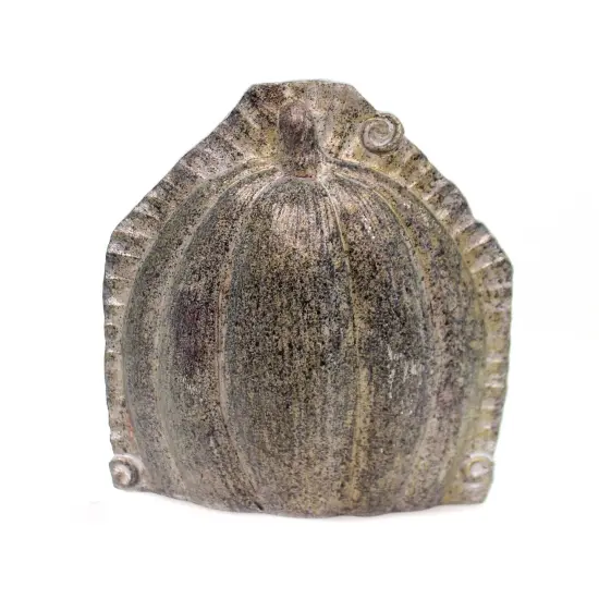 K & K Interiors 5.5 Inch Pumpkin Tabletop Mold Halloween Figurine , Halloween Decor Thanksgiving Figurine Edge Silver {2}