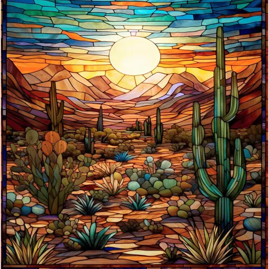 Arizona Desert Diamond Painting DIY 5D, Numbering Kit, Native America Crystal Rhinestone Diamond Painting Mountain Landscape Pictures Cacti Plants Artwork Home Decor {5}