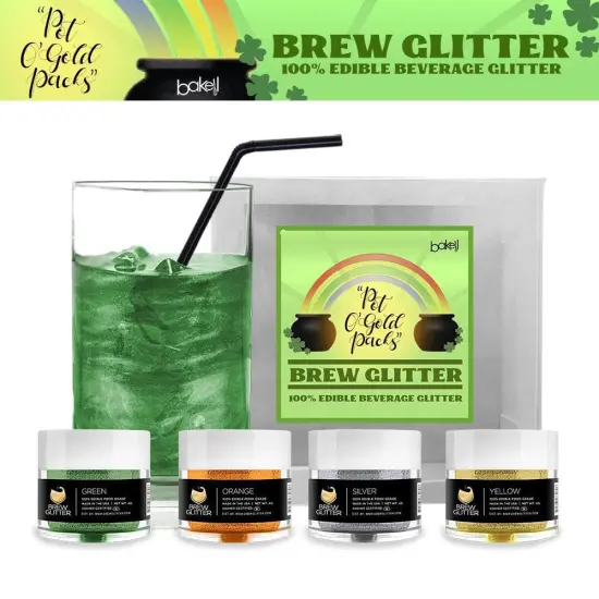 St. Patty's Day Pot O' Gold Collection Edible GlitterBrew Glitter Combo Pack B (4 PC SET) {1}