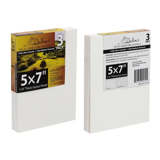 Jerry's Artarama Da Vinci Dual Sided Pro Panel Board - 3-Pack, 5x7" 6mm Deep Panels for Painting - Archival, Acid-Free Art Supplies - Ultra-Smooth & Medium Textured Paint Surfaces {3}