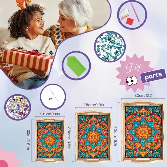 Wooden Serving Trays with Handles 5D Diamond Painting Kits for Adults, Trays Decor Diamond Arts Kits, Home or Farmhouse Decor 7.8x11.8 Inches {5}