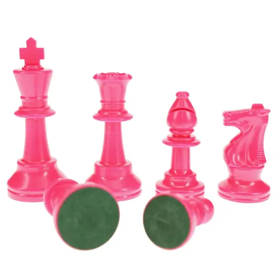 WE Games Color Bright Plastic Staunton Tournament Chess Pieces with 3.75 in. King - Half Chess Set of Chess Pieces Only, Pink {2}