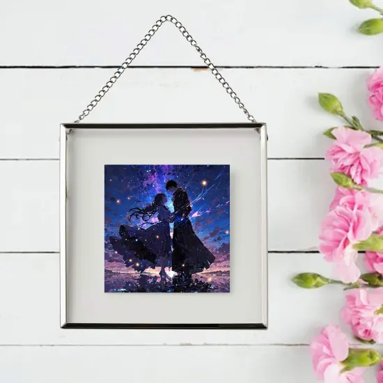 6 &frac14;x6 &frac14;" Silver Steel Frame with Front Plastic Protection &ndash; For Hanging or Standing, Includes Sample Pictures {3}