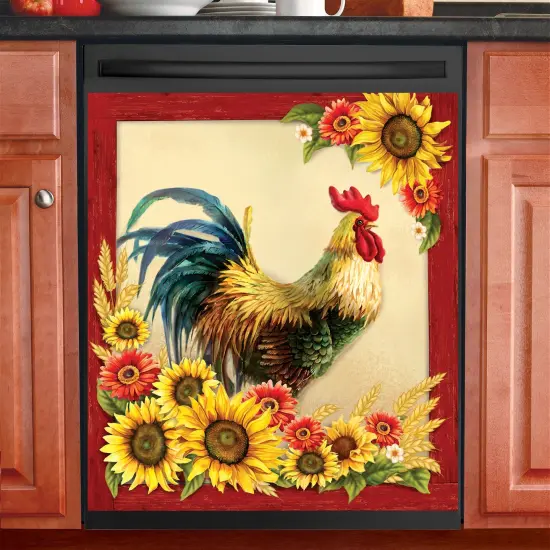 Collections Etc Rooster Sunflower Dishwasher Magnet {1}