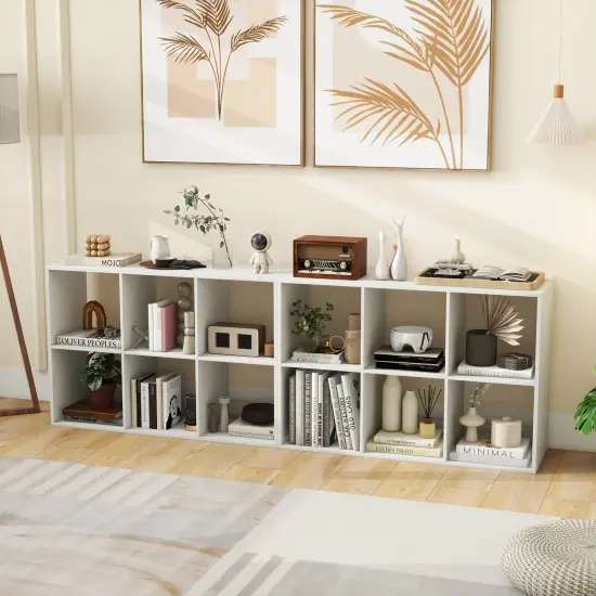 White 6 Storage Cube Bookshelf with Back Guardrail Perfect Addition for Any Room {6}