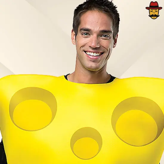 Cheese Wedge Adult Costume Halloween Funny Yellow Poly-Foam Tunic Food Party Outfit {3}