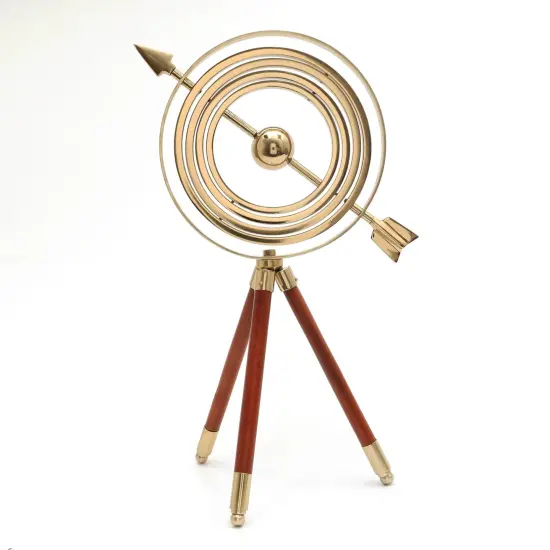 Aluminum Gold Color Armillary With Wood Tripod Stand {3}