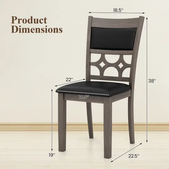 Upholstered Dining Chair Set of 2 with Padded Backrest and Seat-Gray {3}