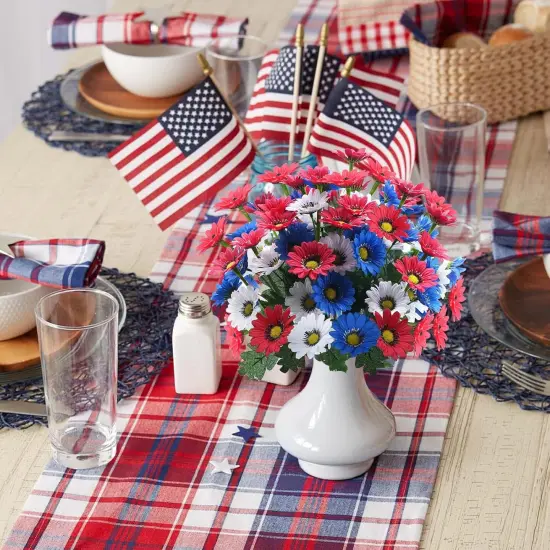 Independence Day Artificial Daisy Flowers Patriotic Flowers Red White and Blue Faux Flower with 4th of July Decorations {3}