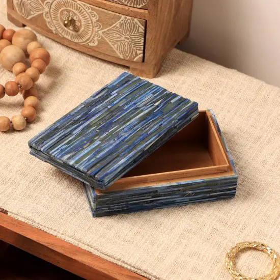 Decorative Storage Box with Bone Material In sky Blue Color - 6.25"X 4.25" X 2" {1}
