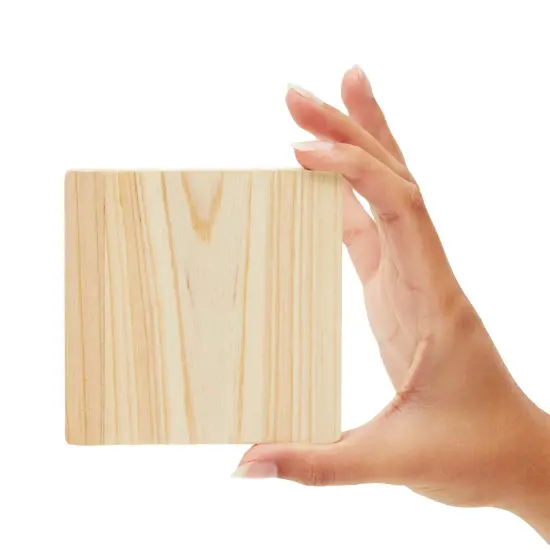 12 Pack Unfinished Wooden Coasters , Blank Wood Crafts Squares for DIY with Non-Slip Foam Dots (3.8 in) {5}