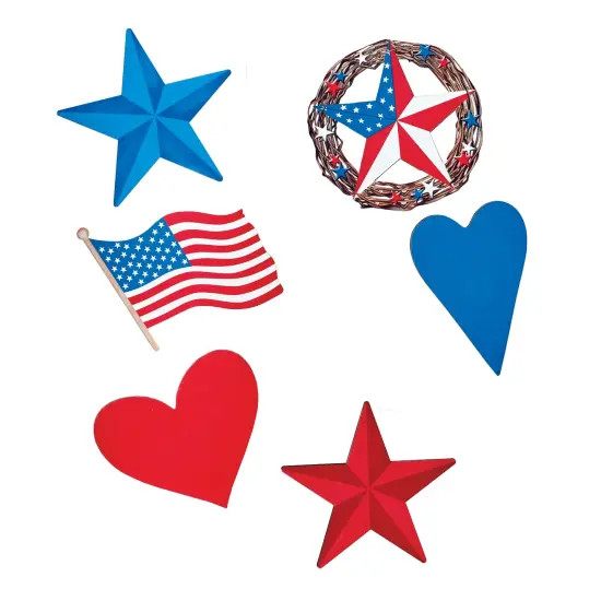 Collections Etc Patriotic Americana Wooden Refrigerator Magnets - Set of 6 {2}