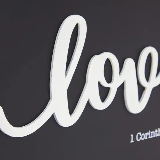 Farmhouse Style Framed Wood Religious Wall Decor for Bathroom, 1 Corinthians 13:13 Wall Art for Living Room (11.75 x 15 Inch) Grey {5}