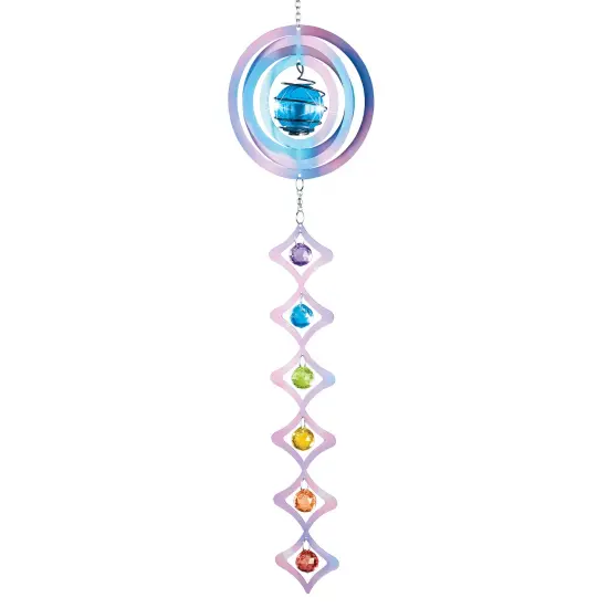 Collections Etc Solar Powered Colorful Bead Hanging Wind Spinner {2}