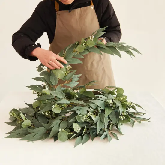 6FT Greenery Eucalyptus Garland, Spring Eucalyptus Garland for Home Decor Wedding Garland for Table Centerpieces & Wedding Arch Floral Arrangements 6FT Real Touch Silk Stems {4}