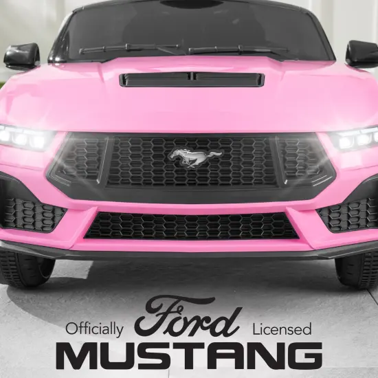 Best Choice Products Kids 12V Electric Ride-On Car Officially Licensed Ford Mustang w/ Remote, LED Lights Pink {2}