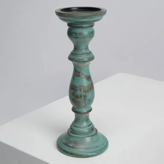 Antique Mango Wood Centerpiece Candle Holder - 4.5" x 12" {2}