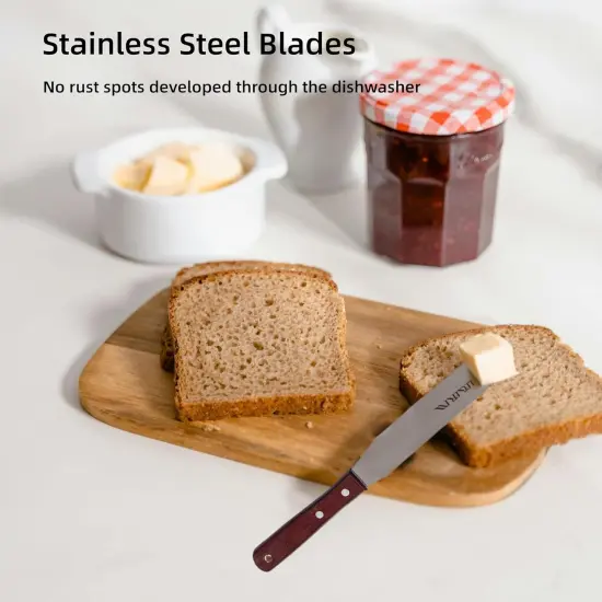 Straight Icing Spatula Stainless Steel Baking Set of 6", 8" & 10" Wooden Handle {5}