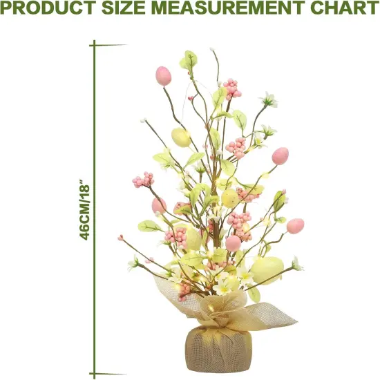 Easter Decorations, 18 Inch Pre-Lit Easter Egg Tree Tabletop Decor with Delicate Ornaments {2}