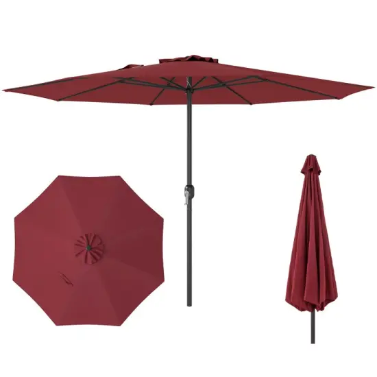 12 Feet Patio Umbrella, Fabric, Crank Handle, 8 Sturdy Ribs, Outdoor Shade for Garden & Deck Navy {11}