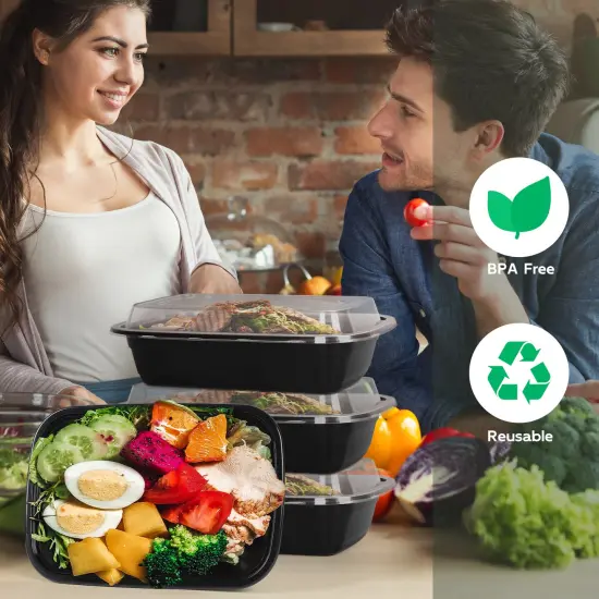 Meal Prep Containers, 50 Packs Plastic Food Storage Containers with Lids, 24oz Bento Box Reusable, To Go Containers Disposable {4}