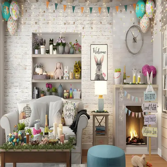 Women Teen Girls Bunny Lovers Easter Gift Funny Bunny Tulip Welcome Tin Sign for Home Room Yard Garden Vintage Easter Spring Decor 8x12 Inch (3093) {5}