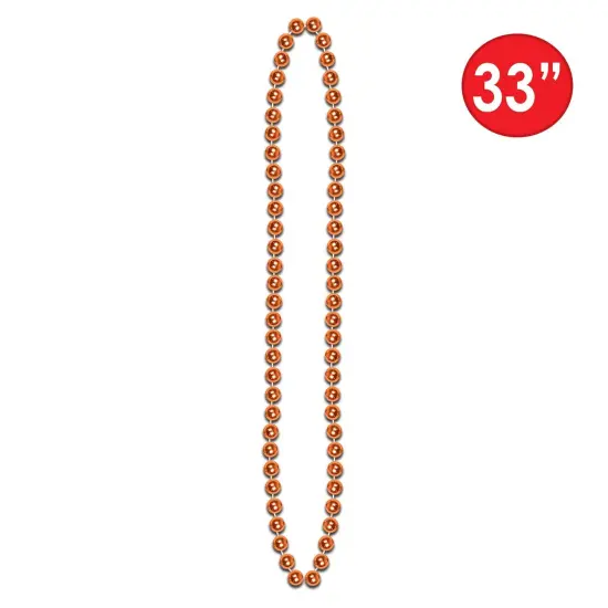 144 Pack Bulk Party Bead Necklaces - Small Round orange {5}