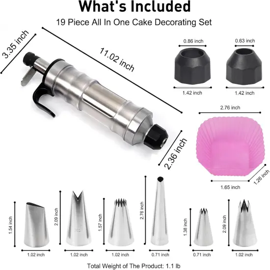 Professional Cake Decorating Kit with 6 Stainless Steel Icing Nozzles {6}