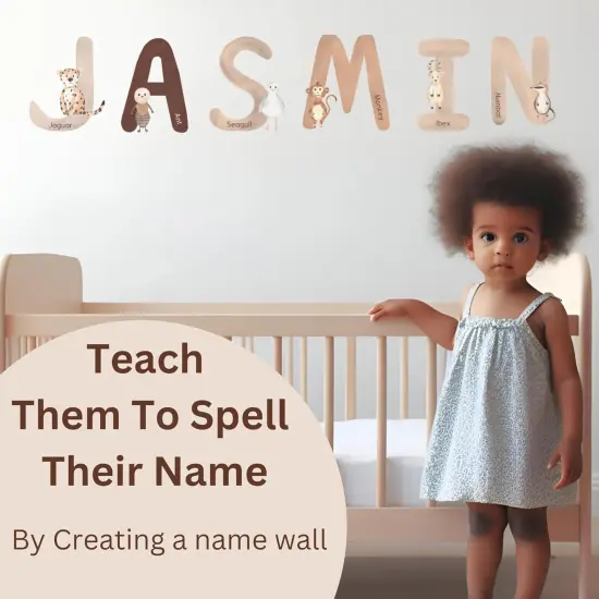 Extra Large 6 Inch Neutral Animal Alphabet Wall Decals {3}