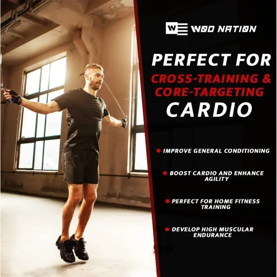 WOD Nation Aluminum Handle High Speed Adjustable Jump Rope for Women and Men - Perfect Skipping Rope for Boxing, Fitness, Workout - Blue {4}