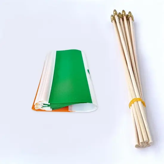 TSMD Ireland Irish Shamrock Stick Flag Saint Patrick's Day Clover Small Mini Hand Held Flags,5x8 Inch,12 Pack {3}