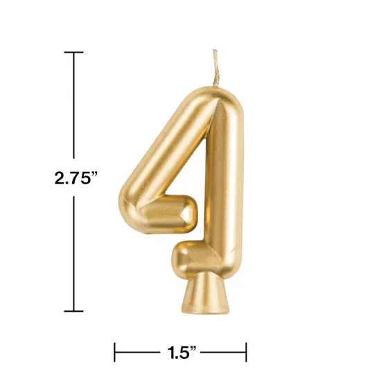 12 pc Bulk Gold Number 4 Candles {3}