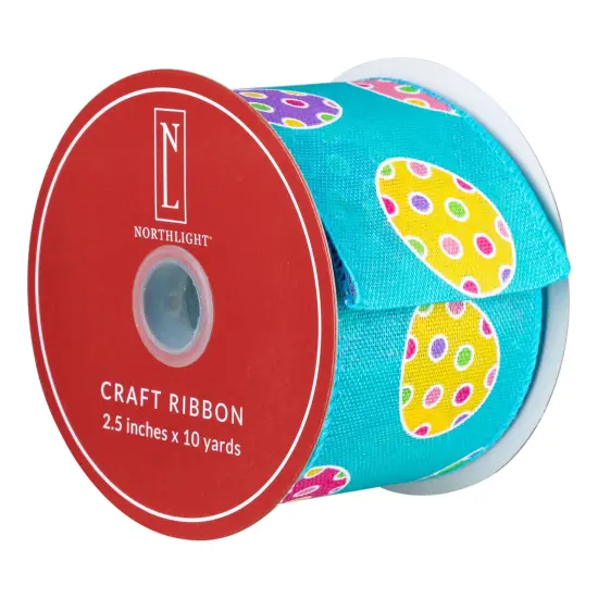 Northlight Blue Easter Egg Spring Wired Craft Ribbon 2.5" x 10 Yards {6}