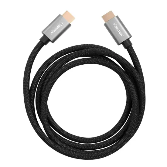 Insten - 6 Feet HDMI Male to Male Cable, 2.1 Version, 8K 60Hz, 48Gbps, Gold Connectors, Nylon Braided, Black {7}