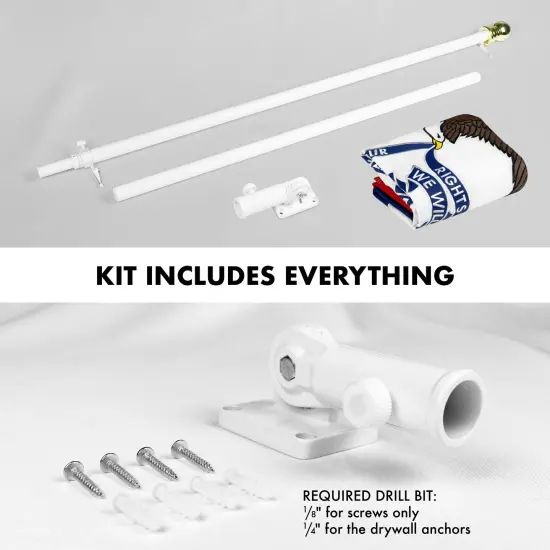 G128 - 6 Feet Tangle Free Spinning Flagpole (White) Iowa Double Sided Brass Grommets Embroidered 3x5 ft (Flag Included) Aluminum Flag Pole {2}