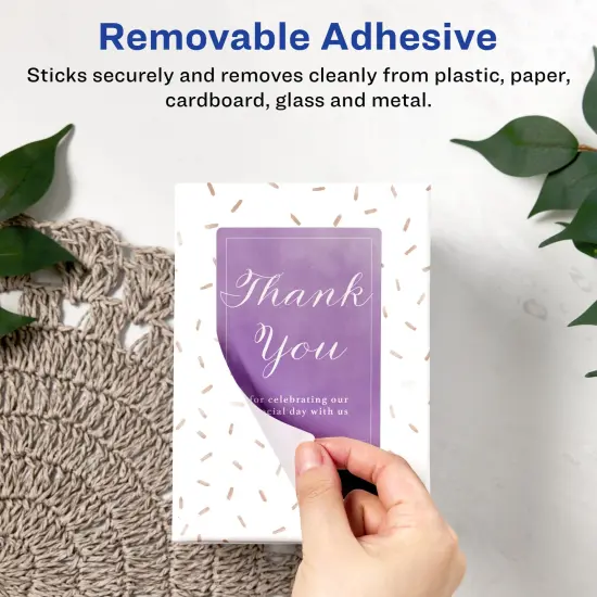 Avery Matte White Removable Rectangle Labels with Sure Feed Technology, Print-to-the-Edge, 4.75" x 3.75" {2}