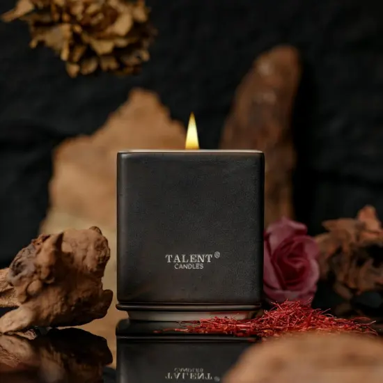 Candles for Home Scented, Modern Rustic Ceramic Candle Jar, Soy Candles Non Toxic in Elegant Ceramic Jar, Dark Leather & Oud {2}