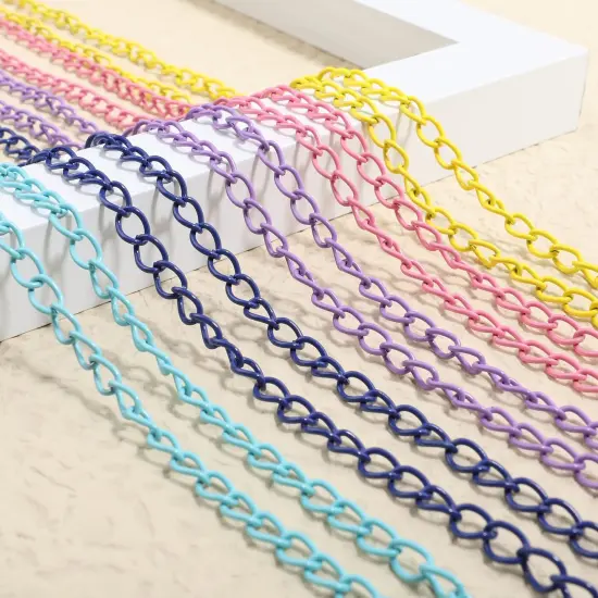 39.37 Feet Necklace Figaro Chains for Jewelry Making, 4 Colors Brass Plated Necklace Chains with 40 Lobster Clasps, 80 Jump Rings in Bulk for Women Men DIY Bracelet Craft {6}