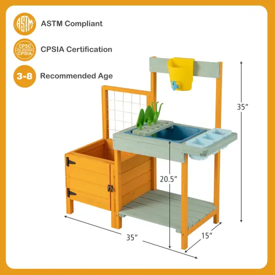 Kids Outdoor Potting Bench with See-Through Window {5}