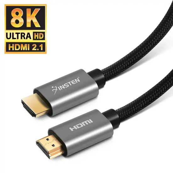Insten 15 feet HDMI to HDMI Cable Male to Male Long Cord 8K 60Hz, 2.1 Version, 48Gbps, Gold Connectors, Nylon Braided, Black {2}