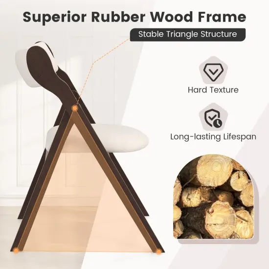 Set of 2 Folding Chairs with Comfy Padded Backrest and Seat-Brown {6}