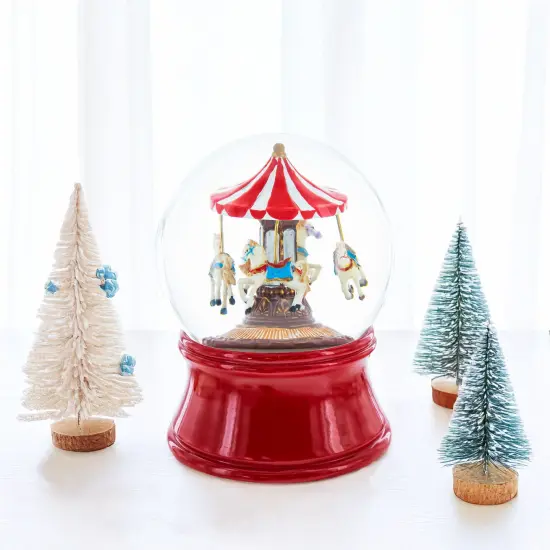 Horses Carousel Melody Spinning Musical Water Globe {3}