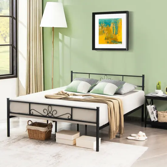 Queen Size Metal Bed Frame with Headboard and Footboard {2}