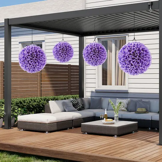 2 Pieces Artificial Plant Topiary Balls Faux Boxwood Decorative Balls Purple {3}