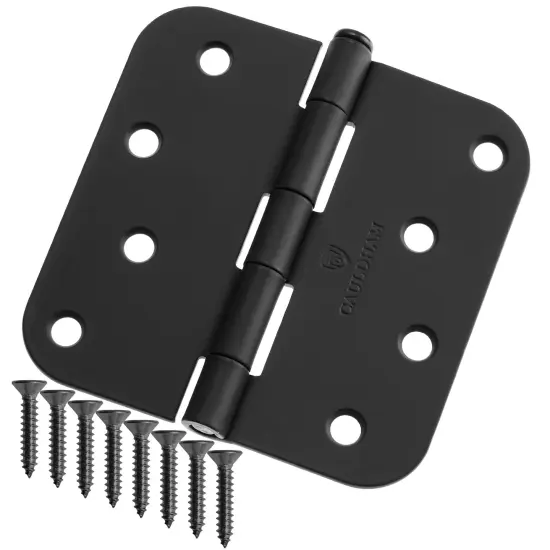 Cauldham Heavy-Duty 4" Interior Door Hinges with 5/8" Radius Corners - Black {1}