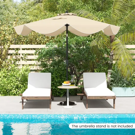 9 FT Outdoor Patio Umbrella with Crank Handle, Push Button Tilt, UV-Resistant Canopy for Sun Protection Beige {5}