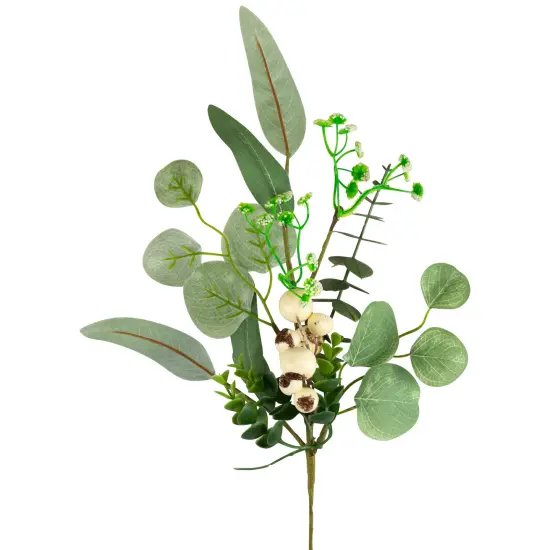 Northlight 19" Eucalyptus Leaf and White Berry Floral Spring Pick Green {4}