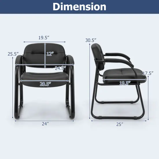 Set of 2 Waiting Room Reception Chairs with Padded Arm Rest and Sled Base {4}