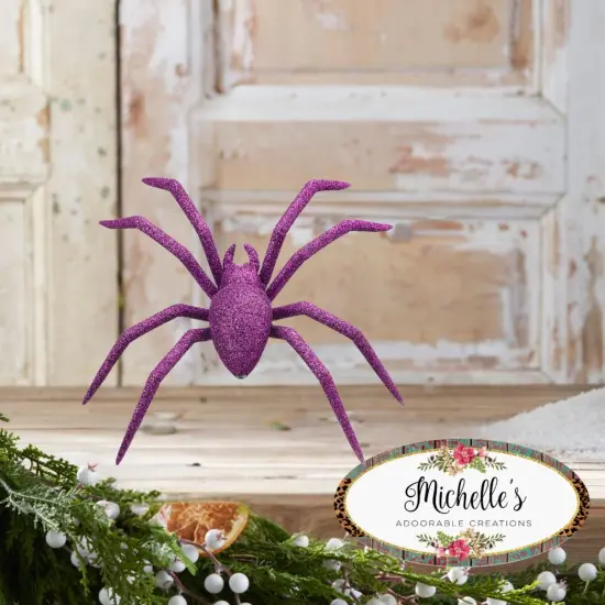 8" Purple Glitter Spider {2}